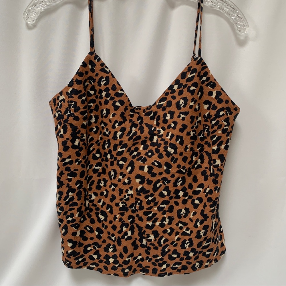 Rails Women's Linen Tank Top Cheetah Spaghetti Straps Cami Women's Sz Small NWT